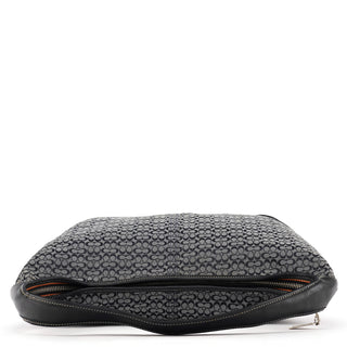 6618 Grey Black Signature Canvas Ergo Hobo Bag