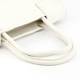 BR0539 White Vitello Daino Leather Tote Bag