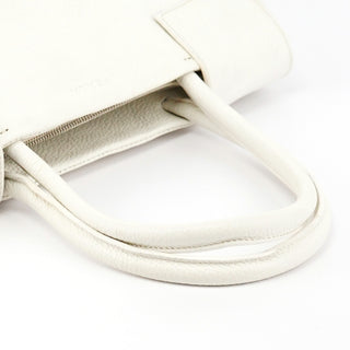 BR0539 White Vitello Daino Leather Tote Bag
