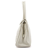 BR0539 White Vitello Daino Leather Tote Bag