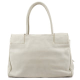BR0539 White Vitello Daino Leather Tote Bag
