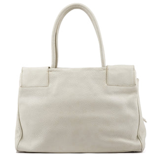 BR0539 White Vitello Daino Leather Tote Bag