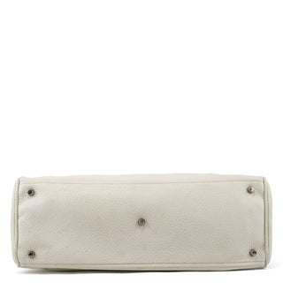 BR0539 White Vitello Daino Leather Tote Bag