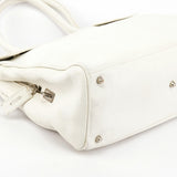 BR0539 White Vitello Daino Leather Tote Bag