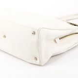 BR0539 White Vitello Daino Leather Tote Bag
