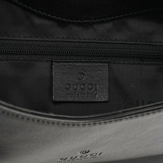 001 3244 Black Calfskin Bamboo Shoulder Bag