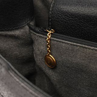 Black Leather Diana Bamboo Tote Bag
