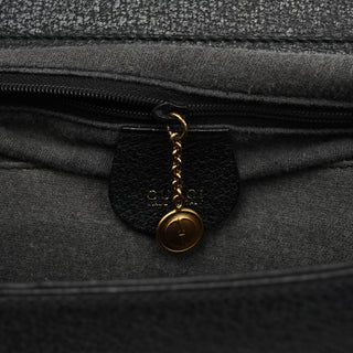 Black Leather Diana Bamboo Tote Bag