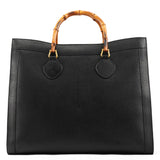 002 1186 Sac cabas Diana Bamboo en cuir noir