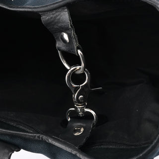 Navy Canvas Silver Logo Tote Bag