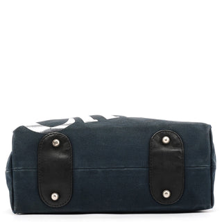 Navy Canvas Silver Logo Tote Bag
