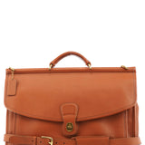 5266 Tan Leather Beekman 2-Way Briefcase Bag