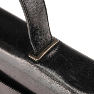 Black Vitello Leather Top Handle Bag
