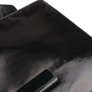 Black Vitello Leather Top Handle Bag