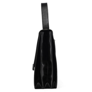Black Vitello Leather Top Handle Bag