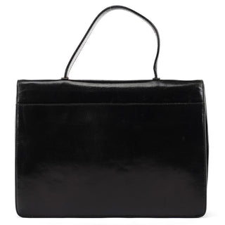 Black Vitello Leather Top Handle Bag