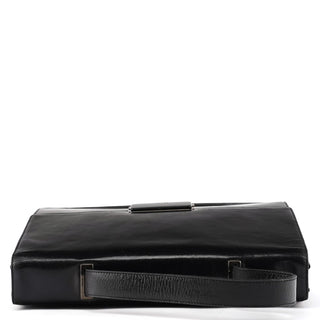 Black Vitello Leather Top Handle Bag