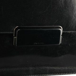 Black Vitello Leather Top Handle Bag