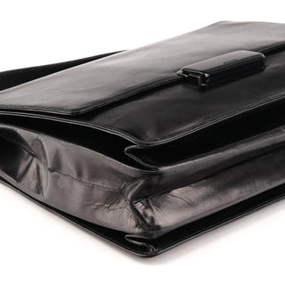 Black Vitello Leather Top Handle Bag