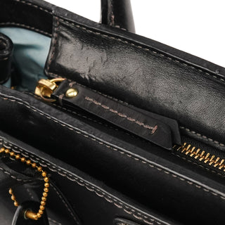 11653 Black Leather Turnlock Tote Bag