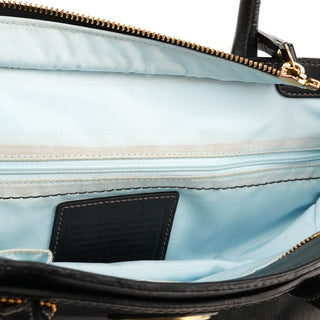11653 Black Leather Turnlock Tote Bag