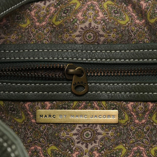 Khaki Green Leather Multi-Pocket Shoulder Bag