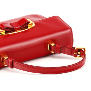 BN1670 Red Spazzolato Leather Bow Mini Bag