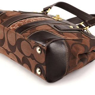 11071 Brown Signature Canvas Turnlock Handbag