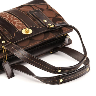 11071 Brown Signature Canvas Turnlock Handbag