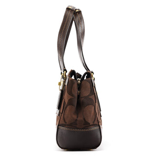 11071 Brown Signature Canvas Turnlock Handbag