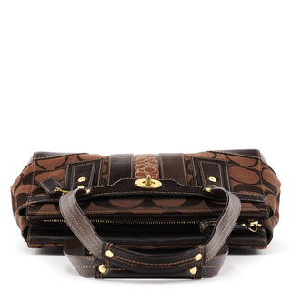 11071 Brown Signature Canvas Turnlock Handbag