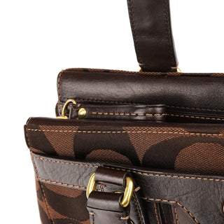 11071 Brown Signature Canvas Turnlock Handbag