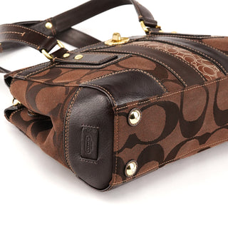 11071 Brown Signature Canvas Turnlock Handbag