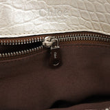 Ivory Croc Embossed Leather Edith Bag