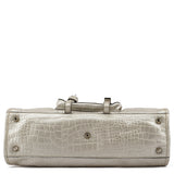Ivory Croc Embossed Leather Edith Bag