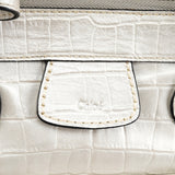 Ivory Croc Embossed Leather Edith Bag