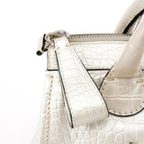 Ivory Croc Embossed Leather Edith Bag