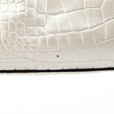 Ivory Croc Embossed Leather Edith Bag
