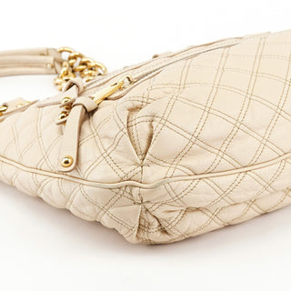 Ivory Quilted Leather Tote Bag