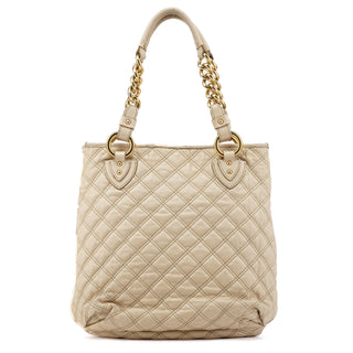 Ivory Quilted Leather Tote Bag
