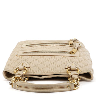 Ivory Quilted Leather Tote Bag