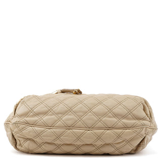 Ivory Quilted Leather Tote Bag