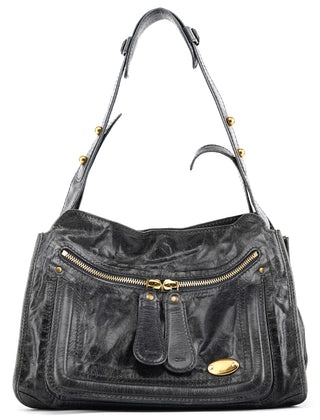 Anthracite Leather Bay Shoulder Bag