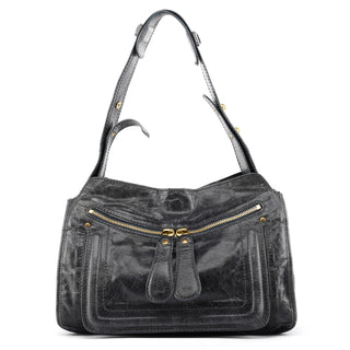 Anthracite Leather Bay Shoulder Bag