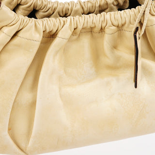 109156 Beige Leather Ruched Hobo Shoulder Bag