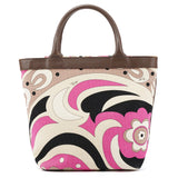 Tote Bag aus mehrfarbigem Canvas in Rosa mit Blumenprint