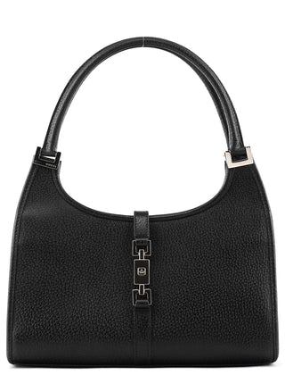 002 1068 Black Leather Jackie Shoulder Bag