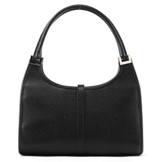 002 1068 Black Leather Jackie Shoulder Bag