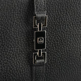 002 1068 Black Leather Jackie Shoulder Bag