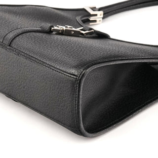 002 1068 Black Leather Jackie Shoulder Bag